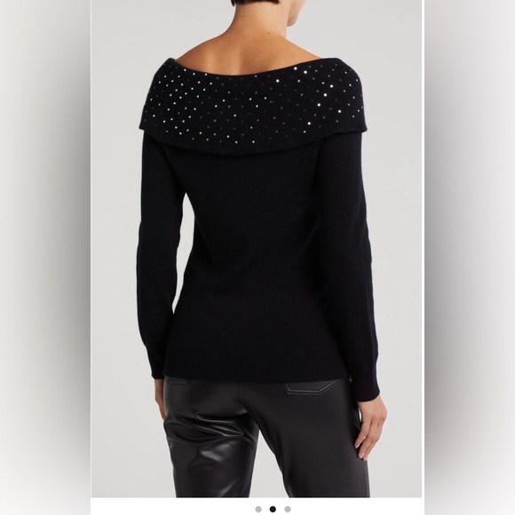 Nordstrom Sofia Cashmere Cowl Neck Sequins Sweater - Picture 2 of 4